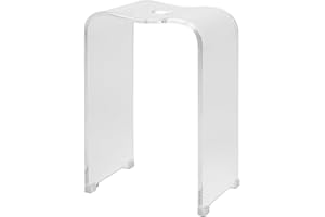 bremermann Badhocker, Duschhocker Acryl, ca. 33 x 27,5 x 48 cm (B/T/H), mit Griffmulde, ergonomisch geformt, belastbar maximal 130 kg (Transparent)