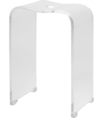 JOOP Lifestyle Duschhocker – Transparentes Acryl, 42×30×47 Cm, Belastbar Bis 150 Kg, Mit Silikonisierten Füßen