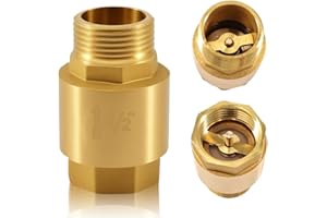 BEATIFIC Clapet anti-retour en laiton 1/2" AG x 1/2" IG, DN15 avec filetage intérieur et filetage extérieur, clapet anti-retour vertical en laiton 1/2" pour conduite d'eau, chauffe-eau