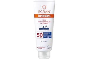 Ecran Denenes - Crema Solar Infantil de Cara y Cuerpo para Pieles Sensibles y Atópicas, con SPF50 - Formato Familiar de 300 ml