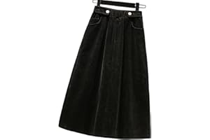 BUJNIE Midirock Übergröße Damen Cordrock A-Linie Langer Rock Damen Herbst Winter Hohe Taille Röcke