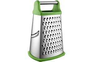 VBOK IGFE 4 Côtés Rapeuse Legume Manuelle INOX, Râpe À Fromage Pour Râper Grossièrement Et Fine,Pour Fruits,Légumes, Carottes,Fromage,Passe Au Lave-vaisselle (Vert)
