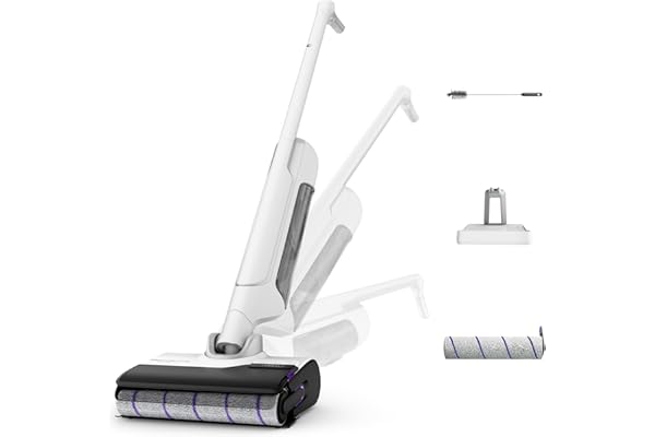 Rowenta X-Clean 10, Aspirateur Laveur sans fil, Design Plat 180°, Auto-Nettoyage et séchage 65°C, Autonomie 60min, Parfait pour Tâches Tenaces et Poils d’Animaux GZ7540WO, Blanc