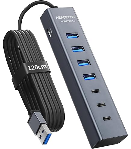 Atolla Hub USB 3.0 7 Ports Avec Rail Montable - Aluminium, Transfert 5Gbps