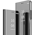 MadBee For Galaxy Note 10 Plus Case [with Screen Protector Full Coverage Flexible Film],Electroplate Plating Kickstand Case Smart Clear View Cover for Samsung Galaxy Note 10 Plus (Black)