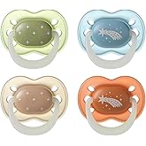 Tommee Tippee NightGlow Pacifier, 0-6 Months | Pack of 4, Glow in the Dark Orthodontic Teat, Additional Holes, Symmetrical Sh