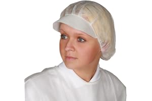 100 Stück Einweghaube (Baretthaube) mit Schirm, 46 cm, weiß, luftdurchlässig, gute feste Qualität, latexfreies Gummi, Marke: BICAP (Einweghaube mit Schirm)