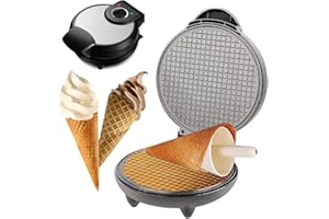 SILULCM Electric Waffle Cone Maker Machine, Double Side Heating, Non-Stick Stainless Steel Mould, Biscuit Ice Cream Egg Rolls Dessert Baking Pan Kitchen Bakeware Tools