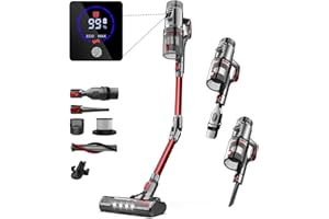 FixtFixer Aspiradora sin Cable, 40000PA/500W Aspirador sin Cable，Autonomia de hasta 80Mins,1,1L Escoba Aspiradora sin Cable con Pantalla LED para Suelos y Pelo de Mascotas