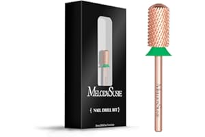 MelodySusie Safety Nail Drill Bits, 3/32'' Smooth Round Top Large Barrel Carbide Bits, Suitable for Manicure Pedicure Cuticle Gel Polishing, Beginners Bits, Rose Gold, Series Bit-S, Coarse