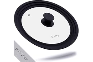 DIVORY Ø 16, 18, 20 cm Couvercle Universel - couvercle pour casserole et poele - couvercles pour casseroles et poêles - Silicona para ahorrar espacio