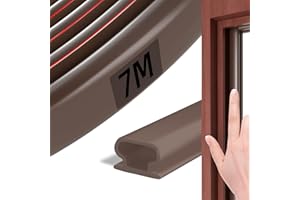 MRSHANG Brown Draft Excluder for Doors, Self-Adhesive Door Seal Strip, D-Shaped Rubber Draught Excluder Weather Stripping for Door Windows, Suit for 2.5 to 5.5mm Gap (Brown, 7M)