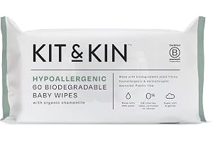 Kit & Kin Biodegradable Baby Wipes | Plastic-Free & 99% Water Wipes | 0% Chlorine, Alcohol, Parabens or Perfumes Wet Wipes | Every Pack Helps Protect Rainforests | (60 Count (Pack of 1))