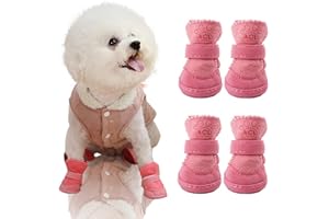 Taozoey Scarpe per Cani Piccoli Inverno, Protezione per Zampe, Stivaletti per Chihuahua, Teddy, Antiscivolo, Calde, Stivali da Neve