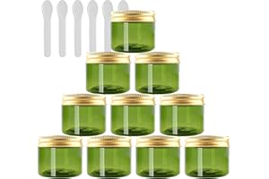PQPAUTY 12 Pieza Verde Tarro de Cosmética de Plástico 50g Envases Cosmética Plástico 50 ml con Tapa Oro Botella de Crema Tanque para Productos Cosméticos Ungüento