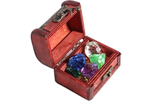 niCWhite Dive Gem Pool Toy Summer Swimming Diving Throw Toy Set with Wood Treasure Chest Box, Children Pirate Gems Toys, 10pcs Jumbo Bling Diamonds Multi-Colored Treasure for Pirate Party Favor