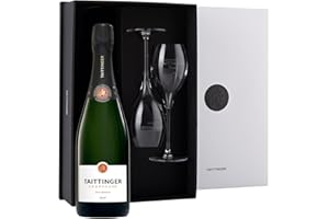 Taittinger Brut Reserve Champagne 75cl & 2 x Champagne Glasses