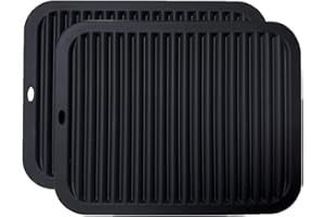 LOGHOG 2 Pack Large Silicone Trivet Mats,Heatproof Hot Pads Pot Holder,9"x12" Non Slip Flexible Durable Heat Resistant Pot Coaster Kitchen Countertop Table Mats (Wavy Black)