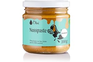‎OLINI Olini Paste aus Erdnüssen, Mandel und Cashewnüssen Crunchy 200 g Natürlicher Cremiger Gemischte Nusspaste Knusprige Brotaufstrich ohne Salzzusatz, ohne Zuckerzusatz, ohne Palmöl, Vegan Snack