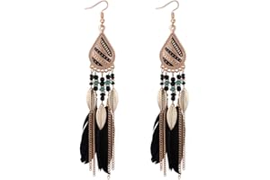 YAZILIND Ethnic Style Water-drop Feather Tassel Drop Dangle Personality Earrings Women Jewellery