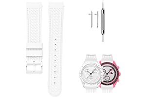 Ziknow Slicone Watch Straps for Moonswatch Swatch 20mm Curved End Moonwatch Strap for Omega X Swatch Speedmaster/Rolex/SEIKO Replacement Straps for Men Women