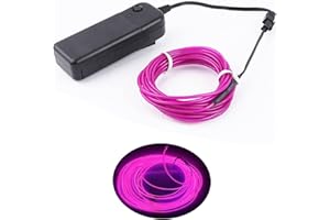 CAM2 5 m neonowe światła zasilane na baterie, drut, wysoka jasność, wiele kolorów, drut EL na święta Bożego Narodzenia, do użytku wewnątrz i na zewnątrz, dekoracja, wesele, pudrowy (fiolet)