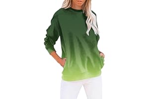 Uwdiohq Sweatshirt Women's Pullover Crew Neck Long Sleeve Shirt Autumn Winter Women Colour Gradient Shirts Loose Classic Basic Sports Tops Streetwear Sweatshirts without Hood Blouse Tops