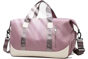 Keyck Sac de Sport Femme Homme,Sac de Voyage avec Compartiment Chaussure et Poche Humide,Impermeable Grande Capacité 40L Gym Duffel Bag,Oxford Sac Weekend pour Fitness Camping Piscine, Rose-Mauve