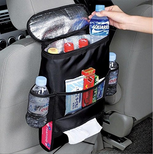 MYTK Universal Car Back Seat Hanging Organizer Insulated Cool Bag Mesh Pockets Tissue holder