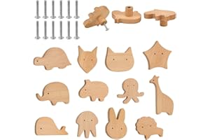 KYYGKY 12Pcs Schrankknöpfe Holz Kinderzimmer mit Schrauben Möbelknöpfe Kinder Tiere Schubladenknopf Schubladengriffe Kinderzimmer Holzknöpfe Tierform Schrank Holzgriffe für Schrank Türknöpfe