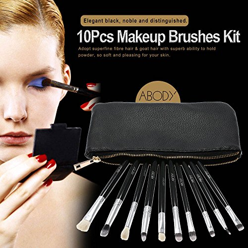 Abody 10St Augenpinsel Set Make-Up Pinselset Kosmetik zum Auftragen von Augen mit Schwarzer Tasche - 5