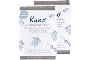 ‎KUNO Kuno Hygienespüler Silbertuch für die Waschmaschine – Antibakterielles Silberionen-Tuch gegen Schweißgeruch – Alternative zu Hygienespüler & Desinfektionswaschmittel – Bis zu 150 Anwendungen (2)