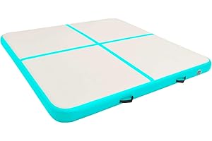 Susany Aufblasbare Gymnastikmatte mit Pumpe Luft-Trainingsmatte, airtrack Tumbling für zuhause Yogamatte Turnmatte Fitnessmatte Hochdichtes PVC 200x200x10 cm Grün