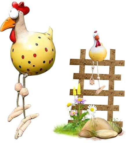 Statue De Poule En Résine Pour Jardin - Décoration Extérieure Drôle Et Colorée - Résistante Aux Intempéries - Pour Cour, Patio, Balcon