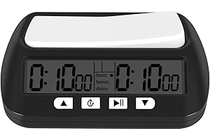Orimommth Digital Chess Clock, Game Timer, 3-in-1 Multipurpose Tournament Clock with Bonus Function, Delay Countdown Function, Portable Electronic Timer for Chess and Board Games (Black)