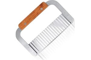 Jieddey Potato CutterCrinkle Cutter,Stainless Steel Blade Chip Cutter with Wooden HandleCrinkle Cutting Tool French Fry Slicer for Chopping Veggies, Cutting Fruit Potato Waffle Fries Pickle