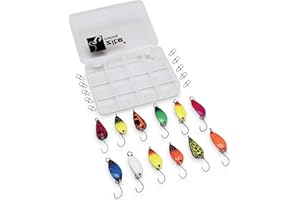 Zite Fishing Kit Leurres à Truites de Pêche - 12 Cuillères à Truites 3g - Appâts lestés en Métal avec Boîte