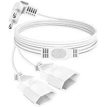 2 Stück USA-Deutschland Adapter Mit 3m Verlängerungskabel – Flach, Weiß, Für Innen