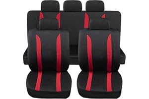 Rebeca Shop - Fundas para asientos de coche universales LS09 | Color Rojo | Conjunto delantero y trasero | Poliéster | No Suv