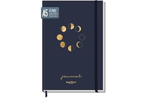 HÄFFT paper&you® Dotted Journal à pois A5 avec élastique [Moon] 156 pages - carnet de notes - durable & respectueux au climat