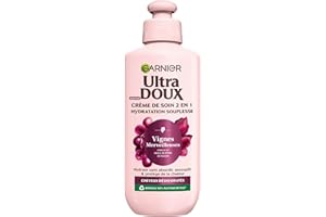 Garnier Ultra Doux Vignes Merveilleuses pour Cheveux Déshydratés - Crème de Soin 2-en-1 Hydratation Souplesse - À l'huile de pépin de raisin - 200 ml - Homme & Femme
