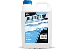 LUCCY Agua Destilada Desmineralizada Desionizada 5 Litros | Agua Pura 100% Formula Mejorada | CPap, Humidificador, Plancha, Motores, Limpieza, Laboratorios, Plantas