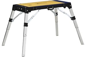 DURHAND 4-IN-1 Werkbank Höhenverstellbar, Klappbarerer Werktisch Gerüst, Wendbarer Arbeitsplatte mit Kriechgang, Winkelmarkierung und Rollwagen, Aluminium-Legierung, bis 125 KG Belastbar, Blau