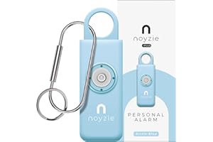 NOYZIE USB-Aufladbarer Personenalarm mit LAUTER 130 dB Sirene & Stroboskop-LED Selbstverteidigungs-Alarm mit Zugseil als Schlüsselanhänger für Frauen, mit Warnung bei niedrigem Blau Wiederaufladbar