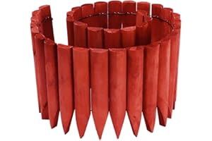 JonesHouseDeco Wooden Fence Edging Outdoor Garden Lawn Landscape Flexible Decorative Border Length 120cm x Height 20cm-Red-K619A04