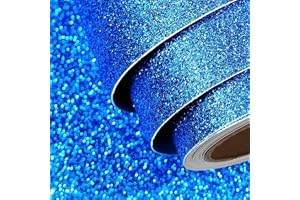 FunStick Glitterfolie självhäftande blå glitter tapet självhäftande 40 cm x 2 m självhäftande film glitter blå folie för möbl