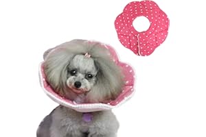AWOCAN Cat Recovery Collar, Polka Dot Tapered collar protection cotton adjustable soft Elizabethan collar for Cat and Dogs (s)