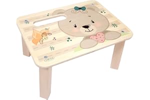 Hess Holzspielzeug 30274 Wooden Footstool for Children, Bear Nature Series, Handmade, Approx. 33 x 24.5 x 17.5 cm, for Sitting and Raising when Standing