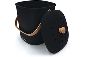YourCasa Cubo Basura pequeño 4L - Cubo Basura organica con Filtro de carbón Activado - Cubo organico Cocina con Tapa - compostador Cocina - Cubo Basura organica pequeño Basura organica Cocina (Negro)