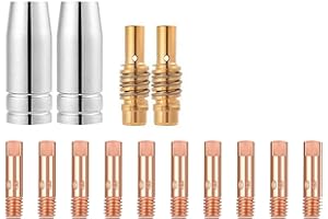 HNJKJEU MIG MAG Schweißbrenner Verschleißteile Set passend 15AK MB15 14 Stück 2 x Gasdüse 2 x Düsenstock 10 x Stromdüse M6 0,8mm Kontaktröhrchen Schweißzubehör für MB 15AK